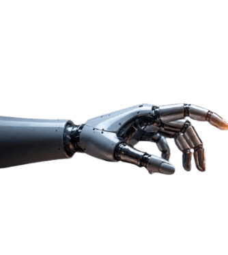 Robot hand reaching toward a child's hand